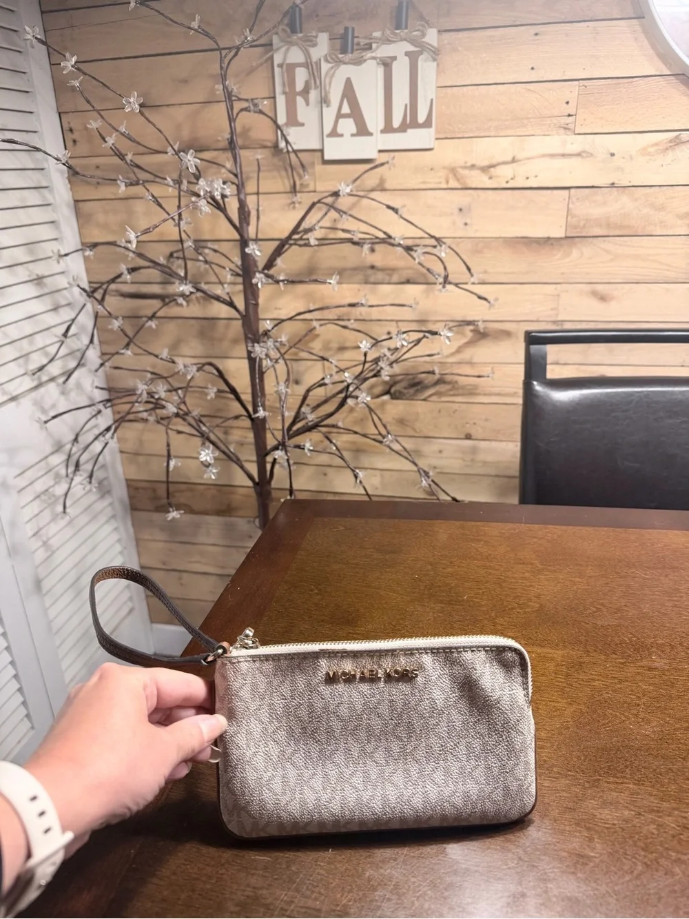 Michael Kors Brown and Vanilla Logo Tote with Matching Wristlet Great Condition